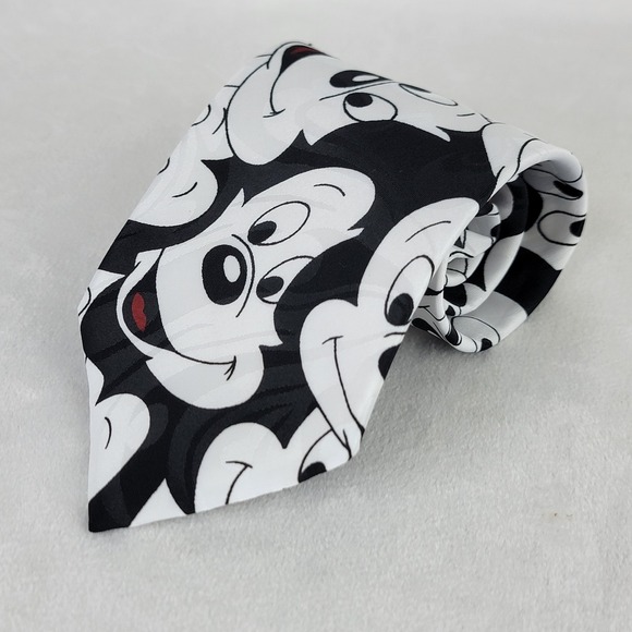 Vintage Disney Mickey Mouse Black & White Neck Tie Balancine Inc Made In USA - Picture 1 of 5